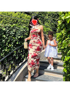 Rose Print Suspender Dress Cover