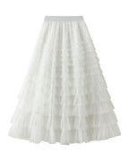 Cake Skirt White Gauze Pleated photo 8