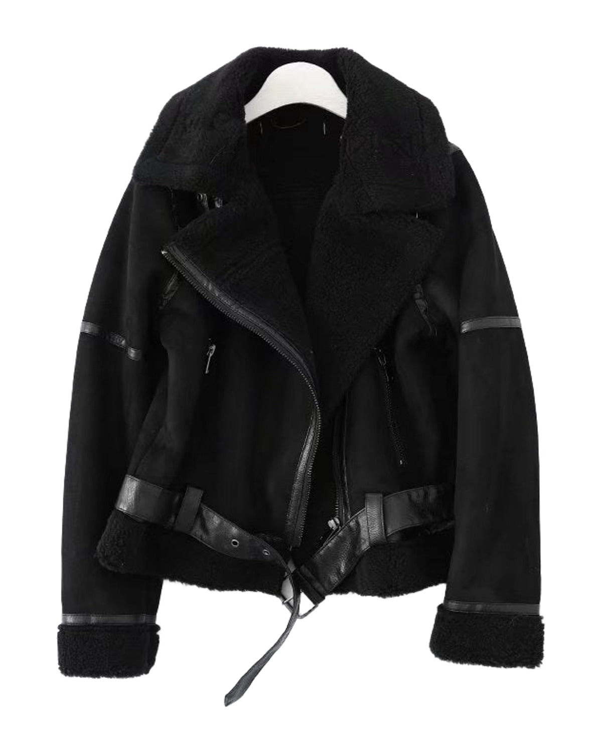 Fleece Autumn Winter Suede Fur Jacket Motorcycle photo 13