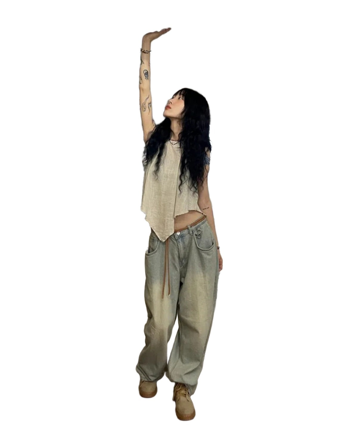 Straight Cylinder Floor Mopping Baggy Jeans photo 4
