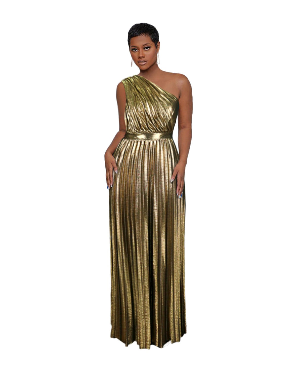 One-shoulder Backless Pleated Skirt High Waist photo 7