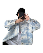 Tie-dye Denim Jacket Peplum Loose photo 3