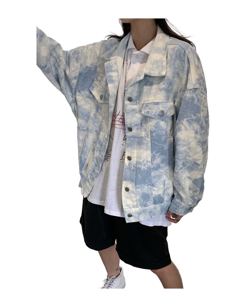 Tie-dye Denim Jacket Peplum Loose photo 5