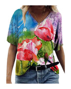 Flower Painting Printed T-shirt photo 1