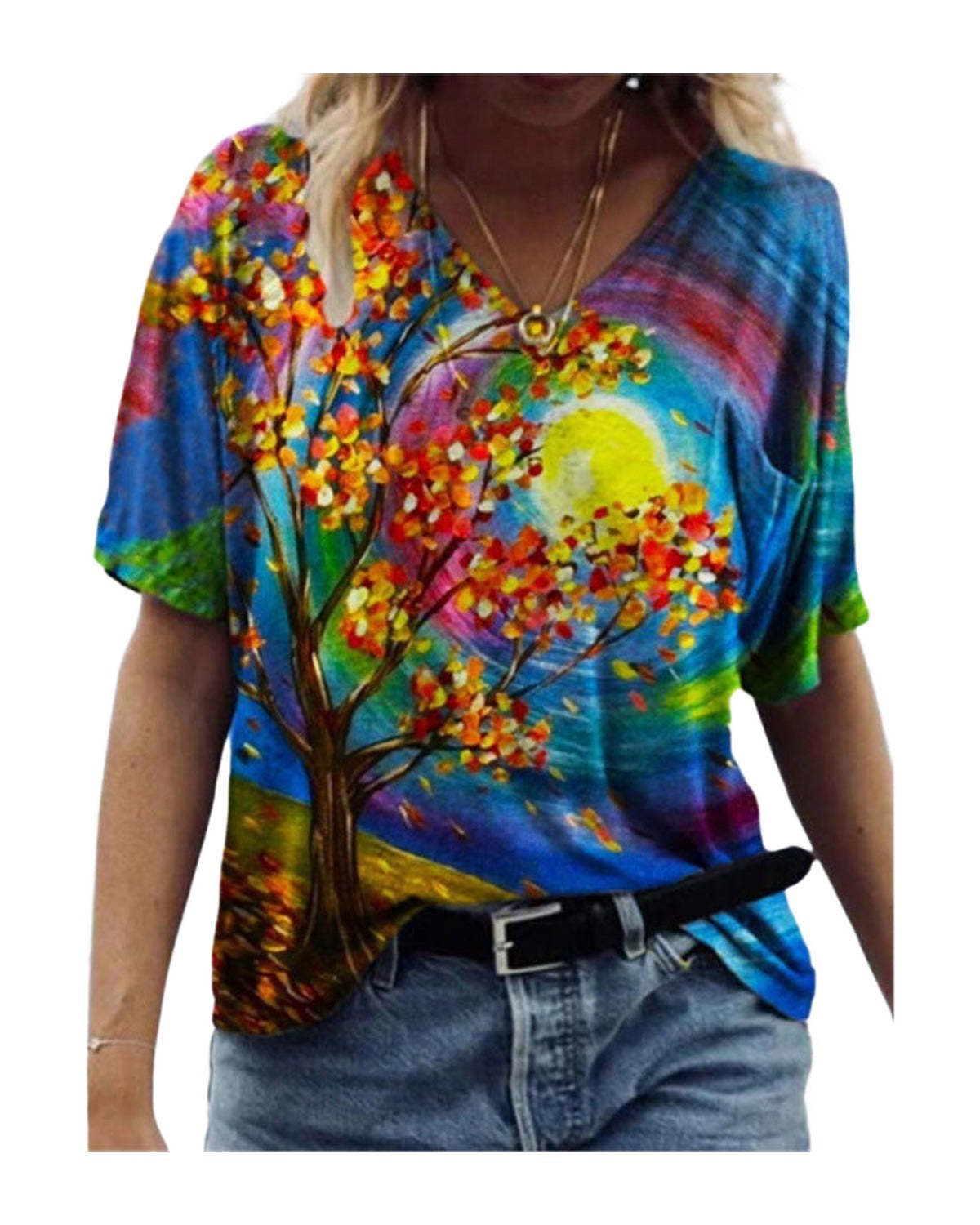 Flower Painting Printed T-shirt photo 10