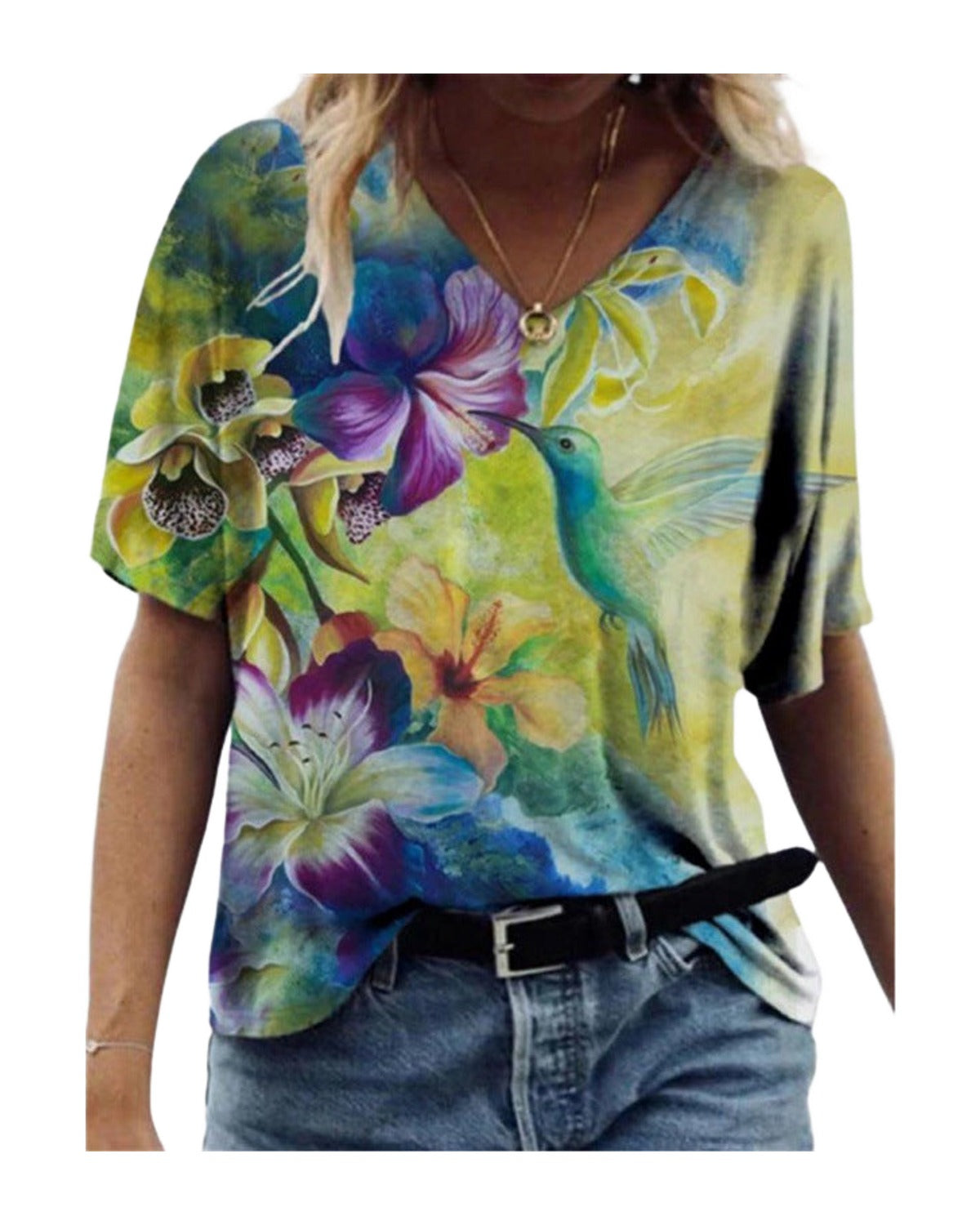 Flower Painting Printed T-shirt photo 11