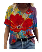 Flower Painting Printed T-shirt photo 12