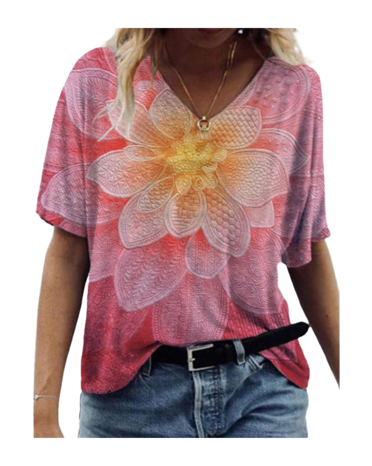 Flower Painting Printed T-shirt photo 2
