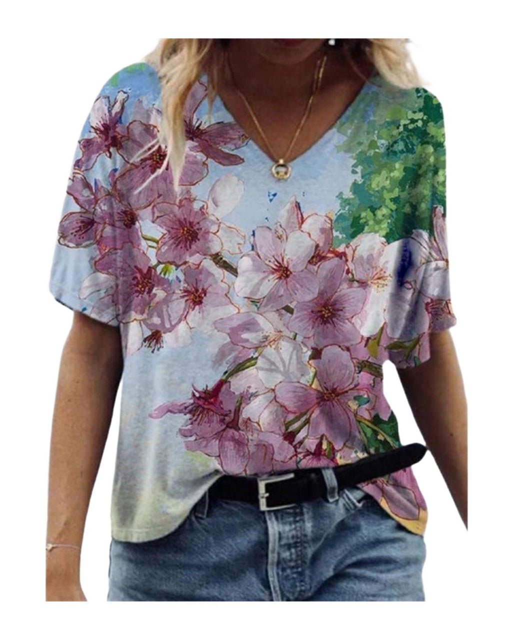 Flower Painting Printed T-shirt photo 7