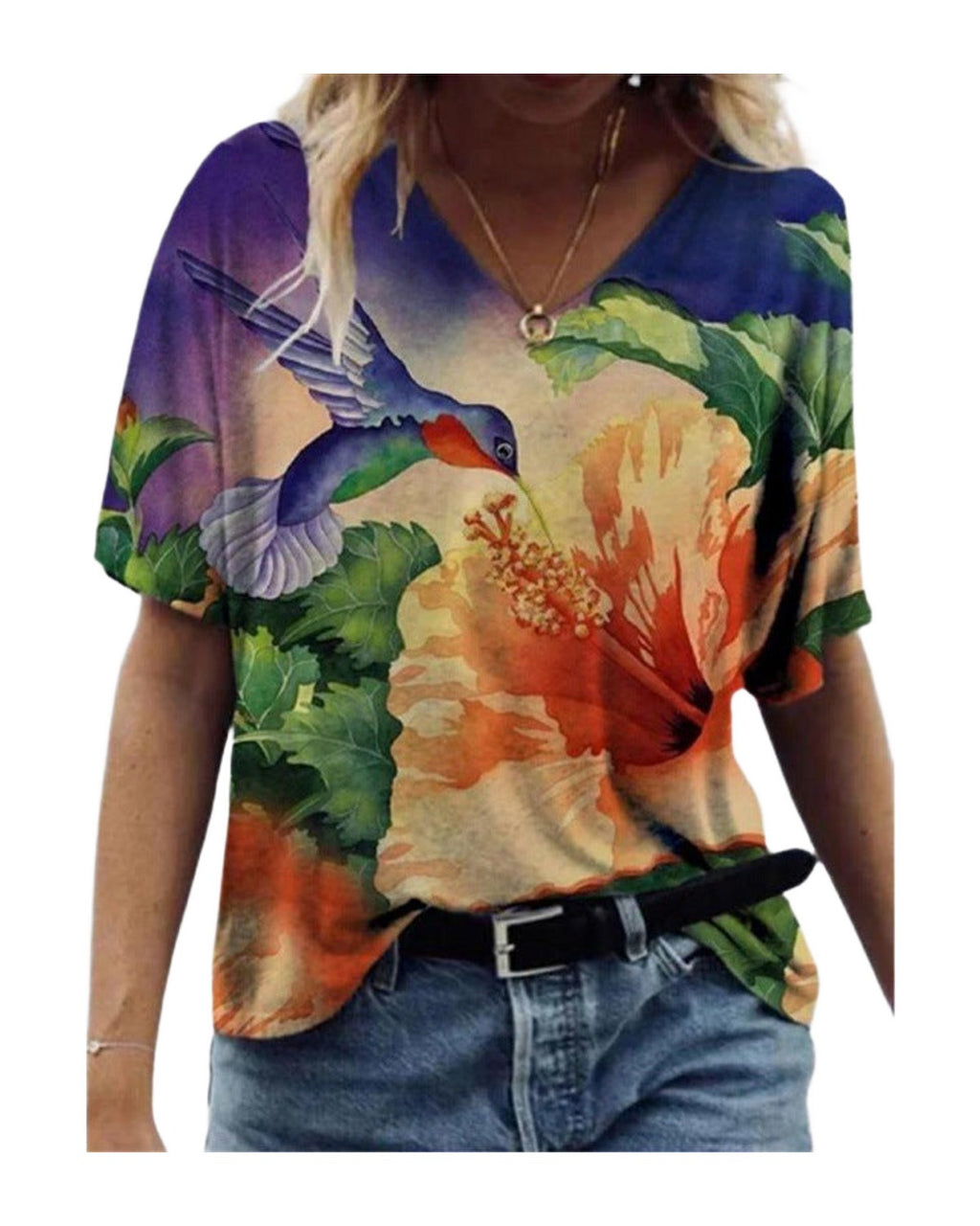 Flower Painting Printed T-shirt photo 8