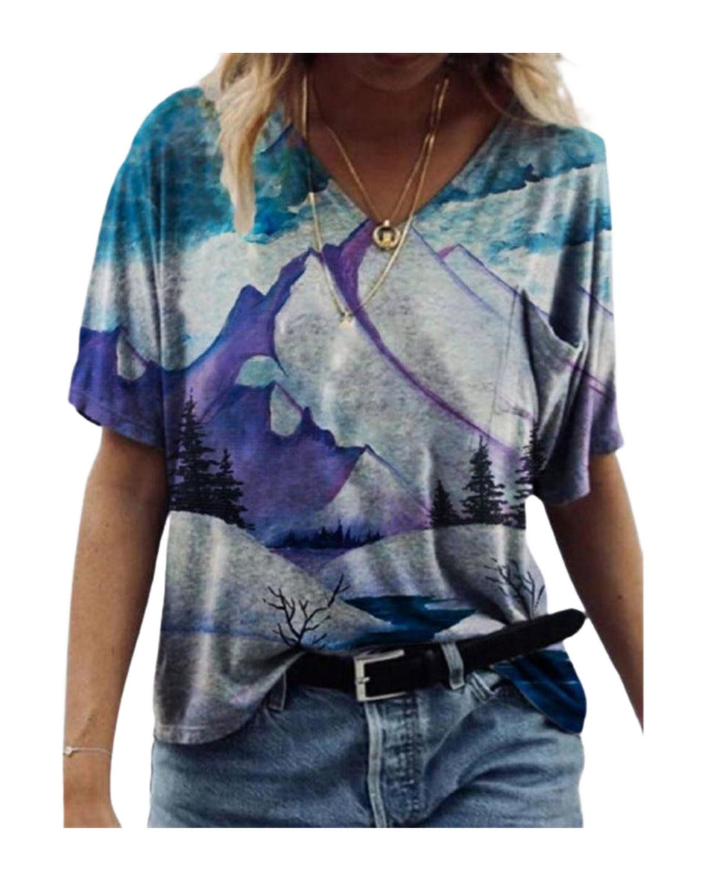 Flower Painting Printed T-shirt photo 9