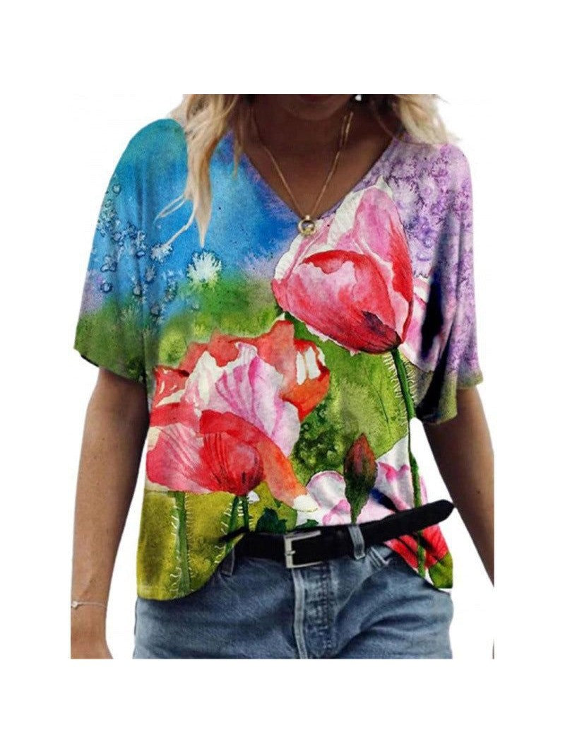 Flower Painting Printed T-shirt