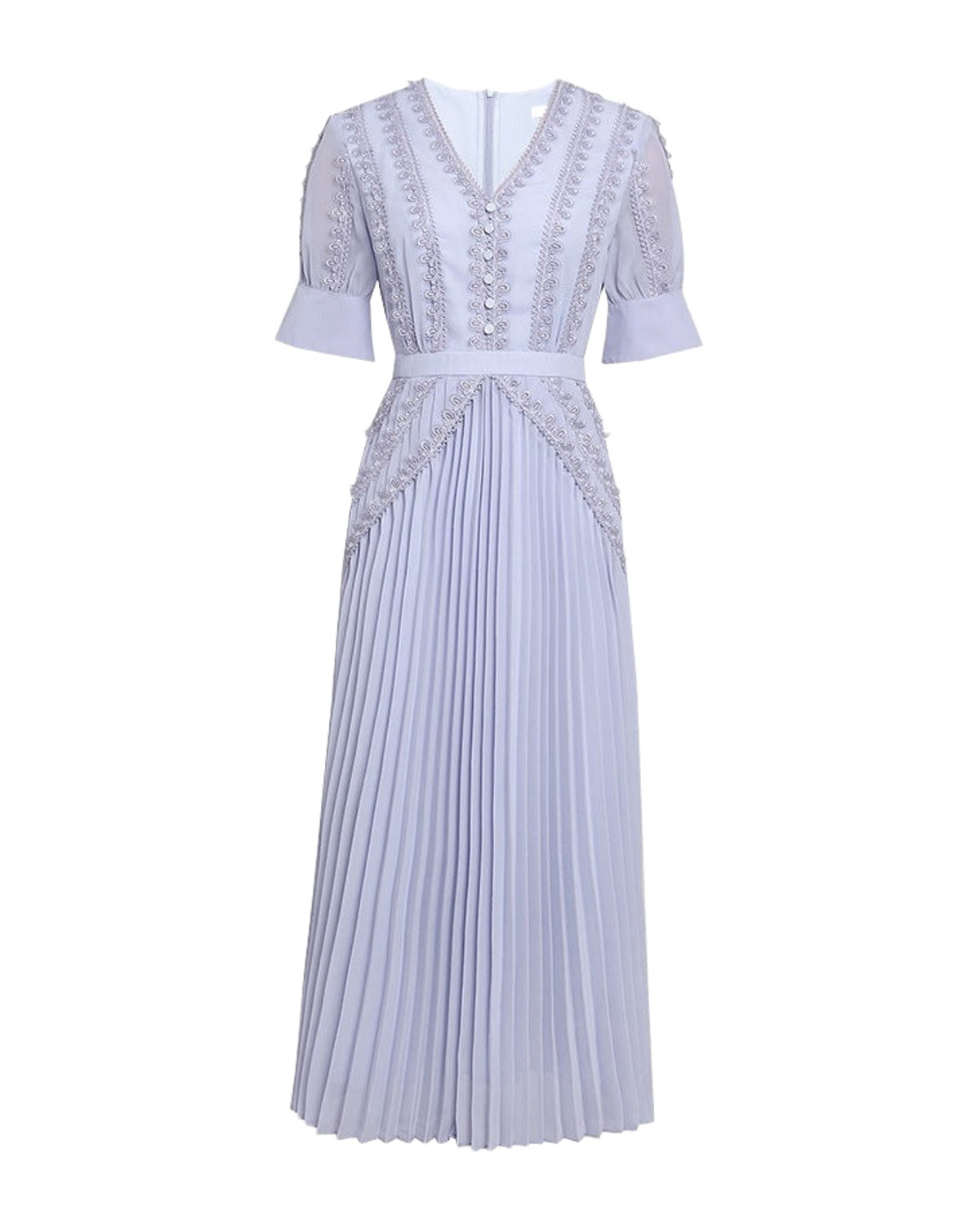 V-neck Tight Waist Pleated Swing Long Jumpsuit Bud photo 1