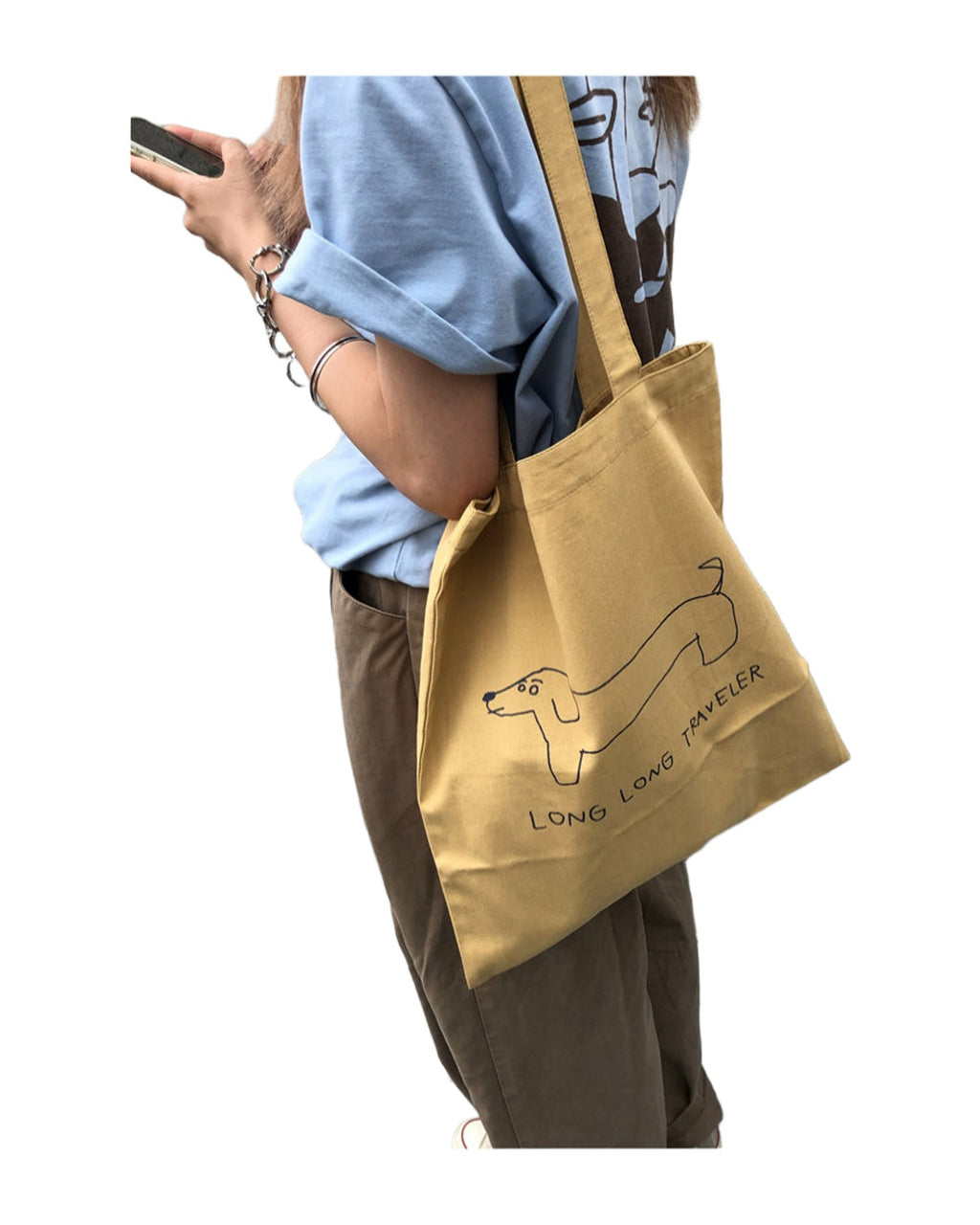 Dachshund Illustration Two-color Thin Canvas Bag photo 5