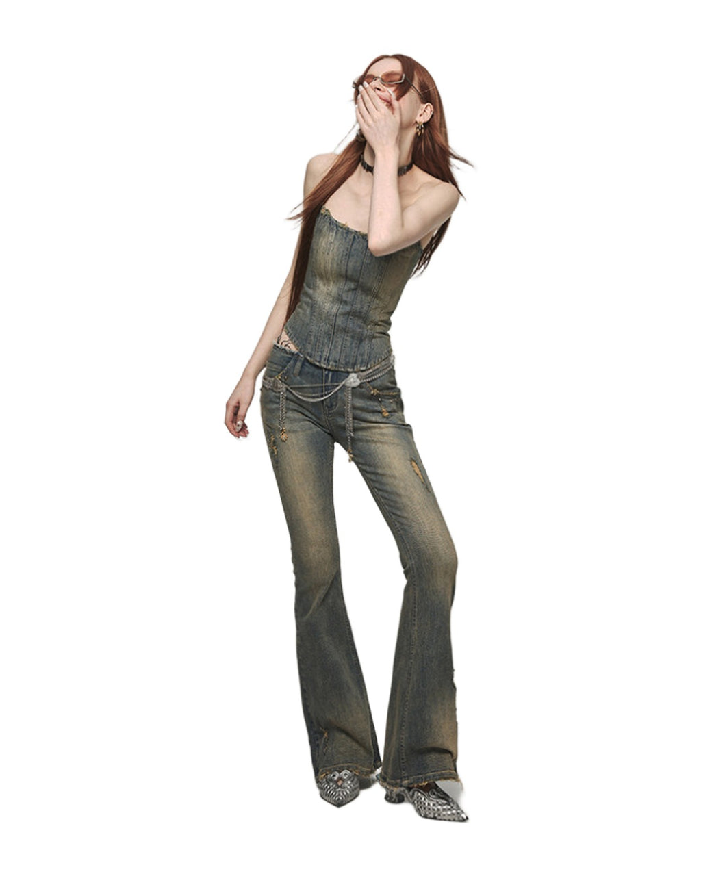 Vintage Washed Distressed Straight Leg Jeans photo 1