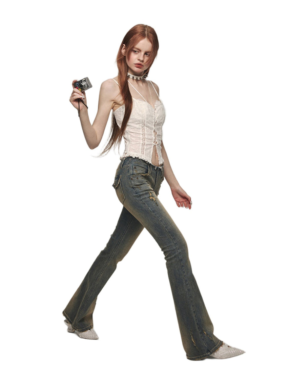 Vintage Washed Distressed Straight Leg Jeans photo 2