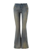 Vintage Washed Distressed Straight Leg Jeans photo 5