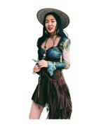Raw Edge Brown Denim Skirt photo 3