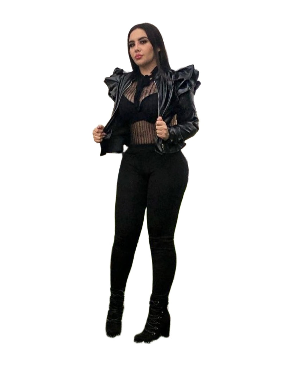 Leather Casual Ruffled Jacket photo 2
