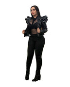 Leather Casual Ruffled Jacket photo 2