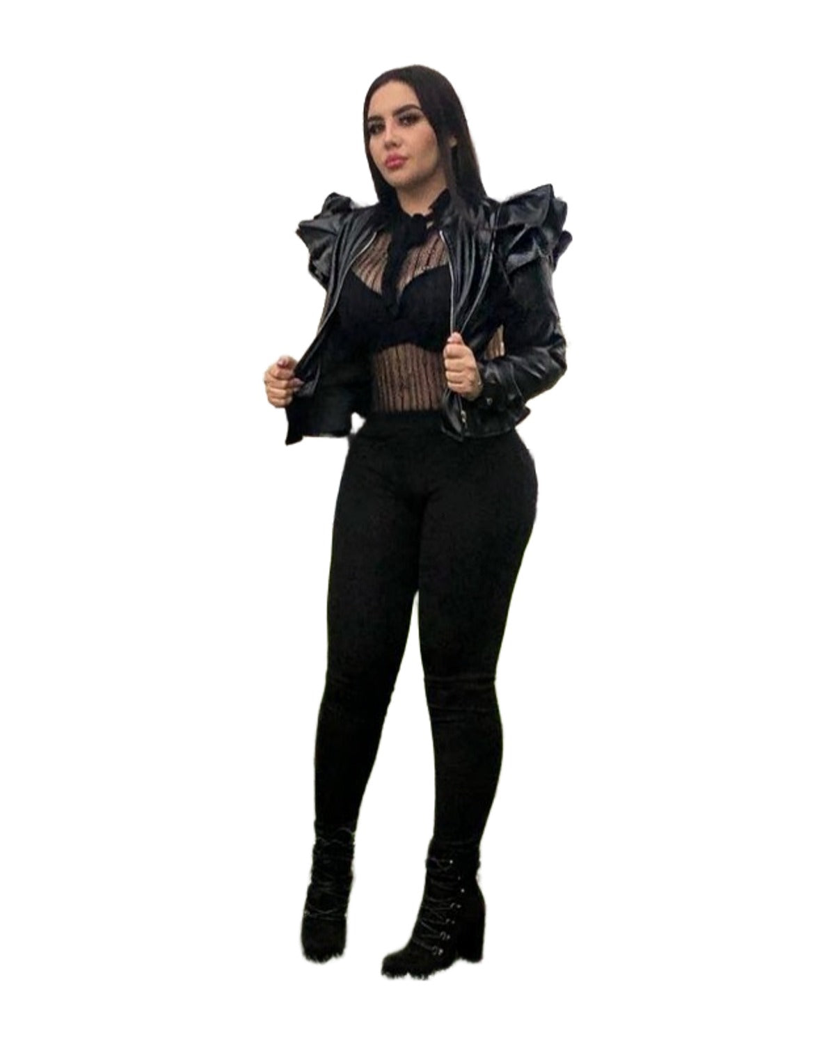 Leather Casual Ruffled Jacket photo 2