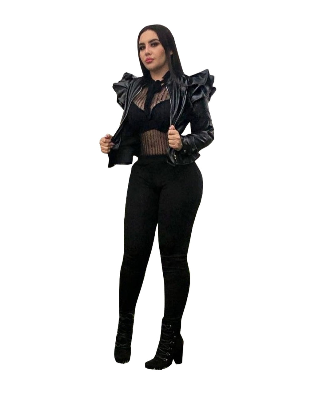 Leather Casual Ruffled Jacket photo 4
