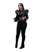 Leather Casual Ruffled Jacket photo 4