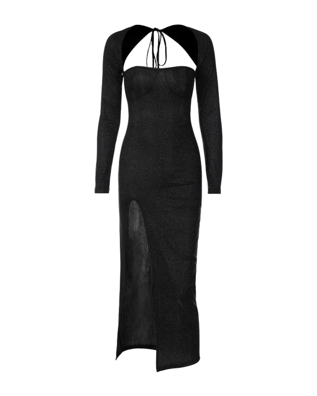 Hollow Out Slim Fit Slit Long Sleeve Dress Ifa photo 1