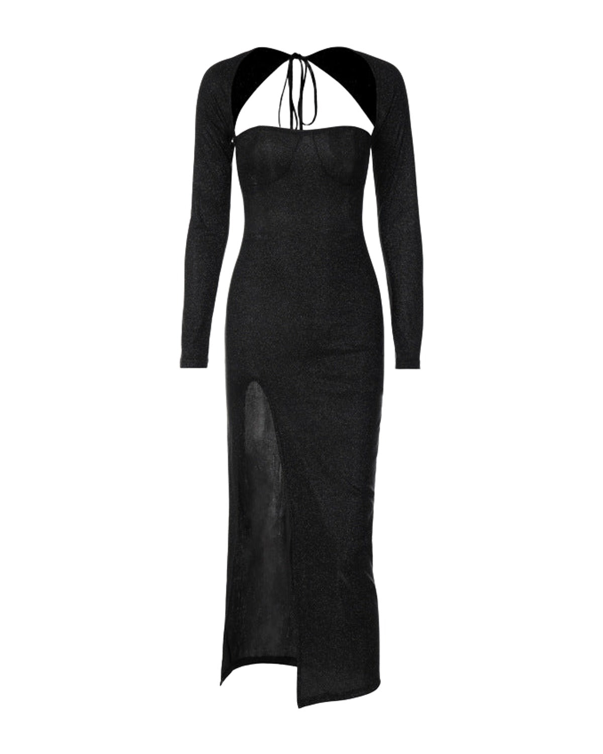 Hollow Out Slim Fit Slit Long Sleeve Dress Ifa photo 1