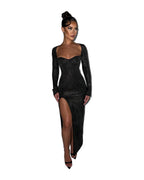 Hollow Out Slim Fit Slit Long Sleeve Dress Ifa photo 10