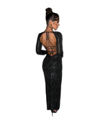 Hollow Out Slim Fit Slit Long Sleeve Dress Ifa photo 2