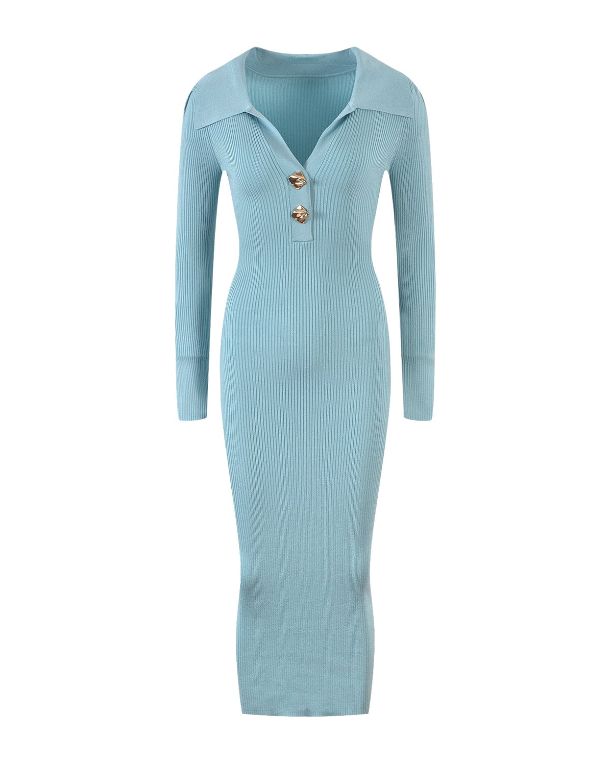 French Lapel Metal Buckle Long Sleeve Long Sheath Skirt photo 4