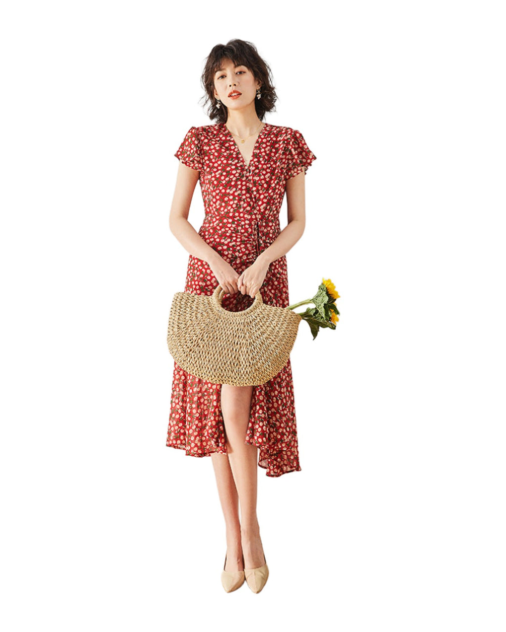 V-neck Slimming Midi Dress photo 8