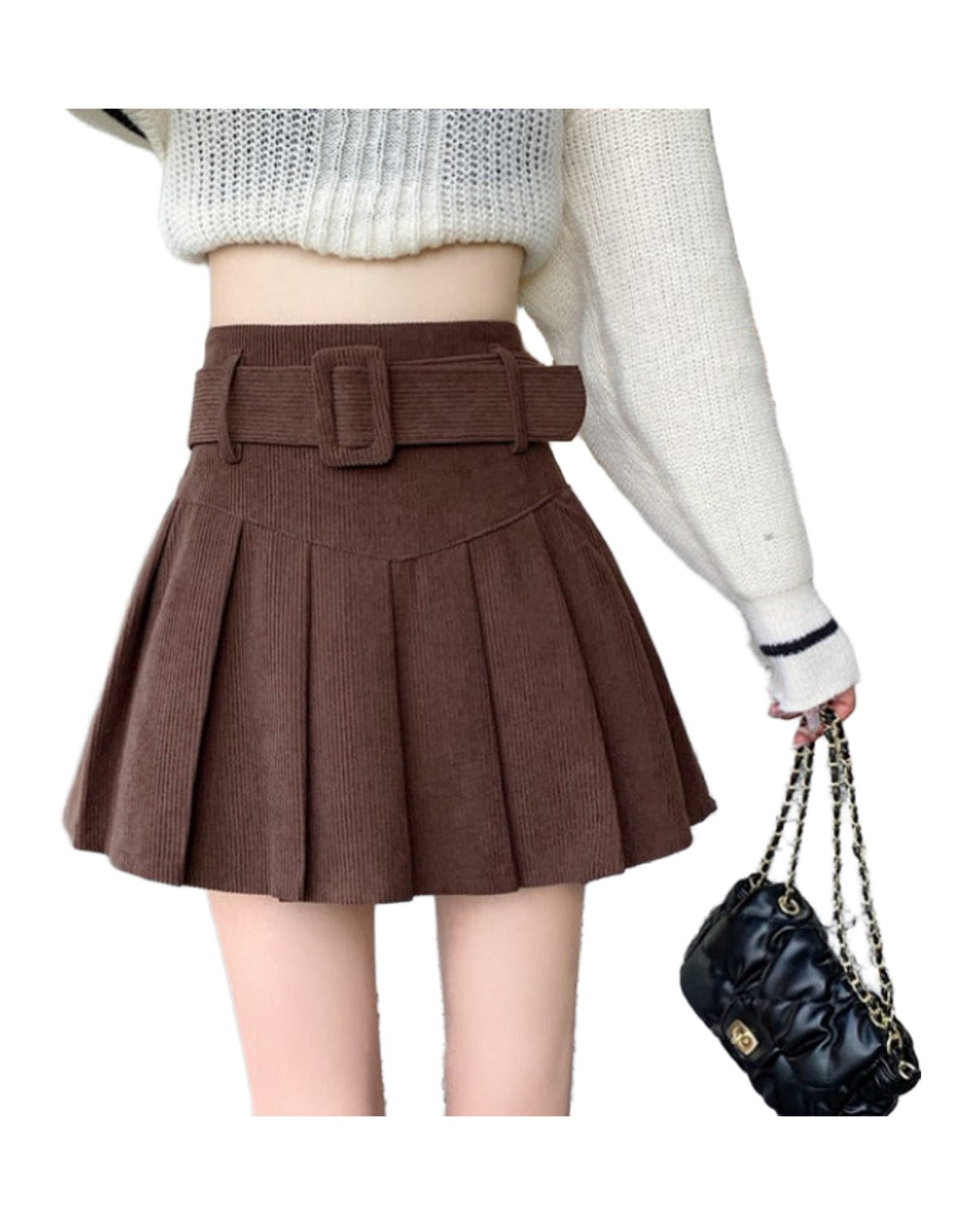 Corduroy Half Autumn A-line Skirt Pleated photo 2