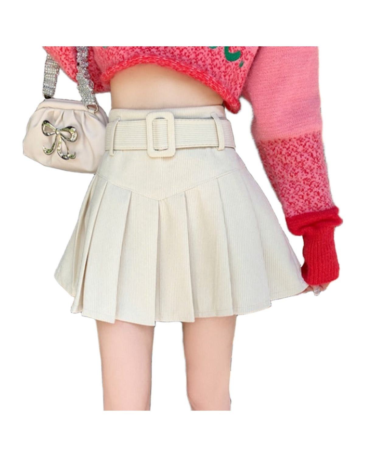 Corduroy Half Autumn A-line Skirt Pleated photo 3