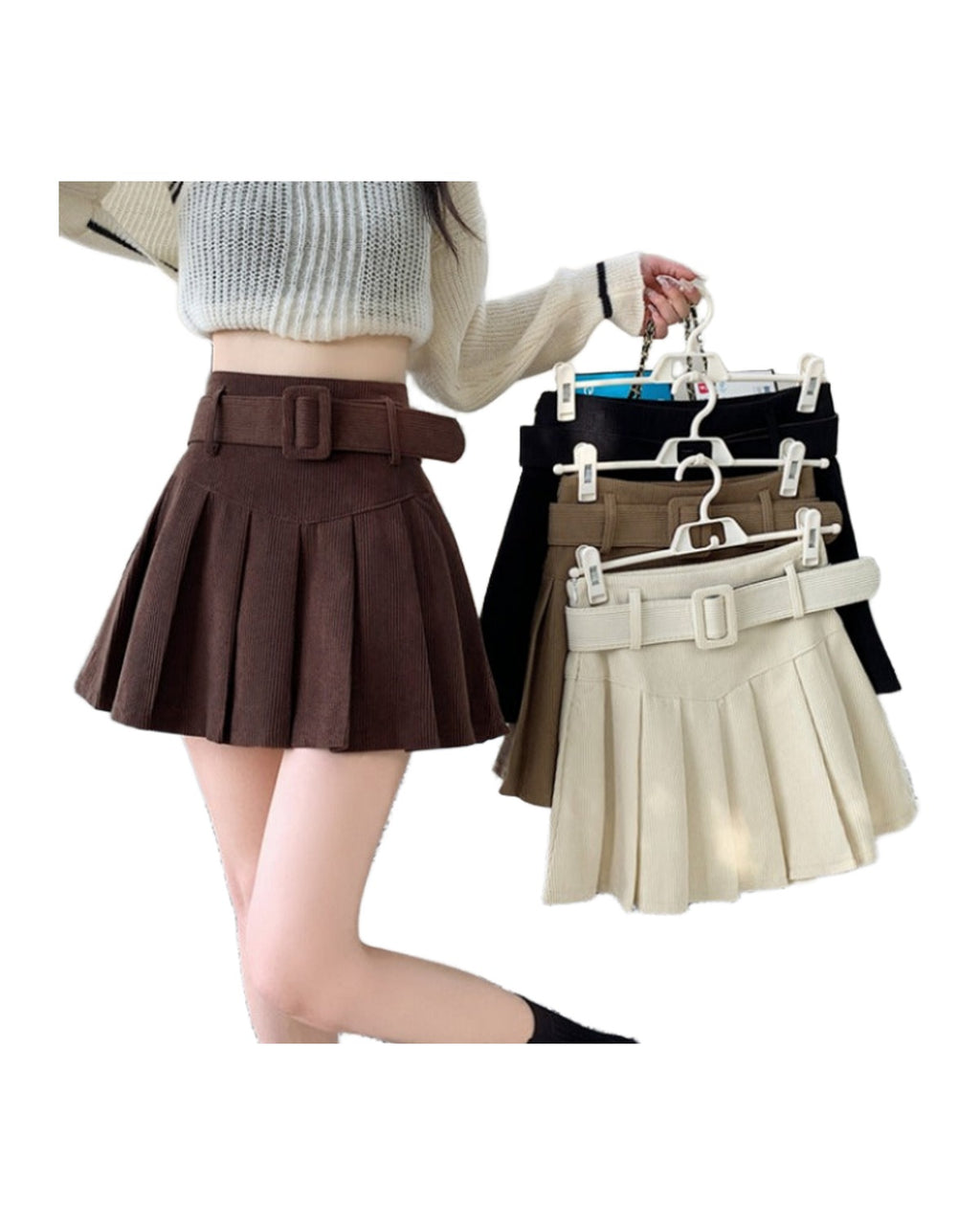 Corduroy Half Autumn A-line Skirt Pleated photo 6