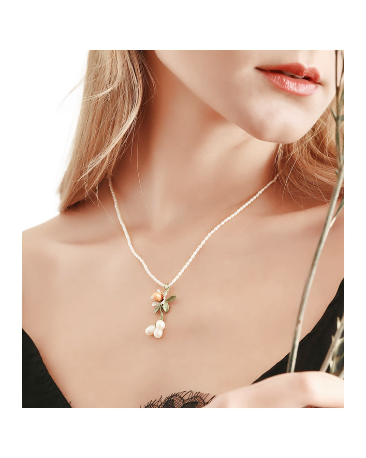 Fresh Orange Flower Necklace Collar Chain photo 4