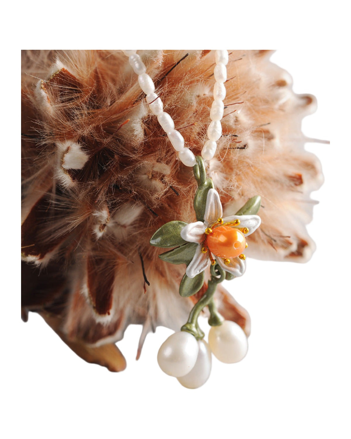 Fresh Orange Flower Necklace Collar Chain photo 5