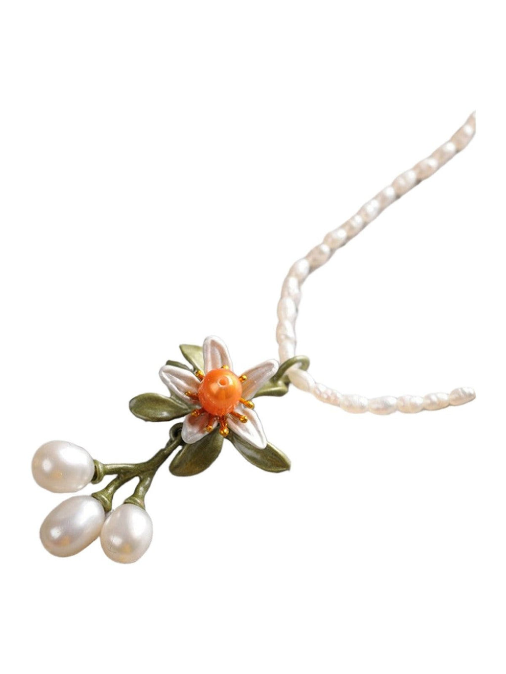 Fresh Orange Flower Necklace Collar Chain