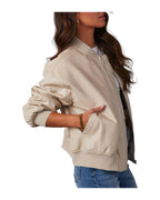 Leather Baseball Uniform Jacket Long-sleeved Motorcycle Coat photo 4
