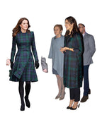 French Lapel Long Sleeve Plaid Waist Tight Large Swing Dress photo 12