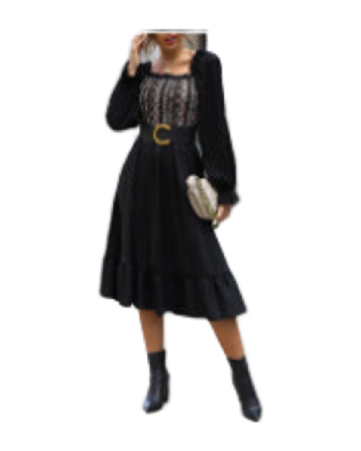 Square-neck Cinched Midi Dress photo 5