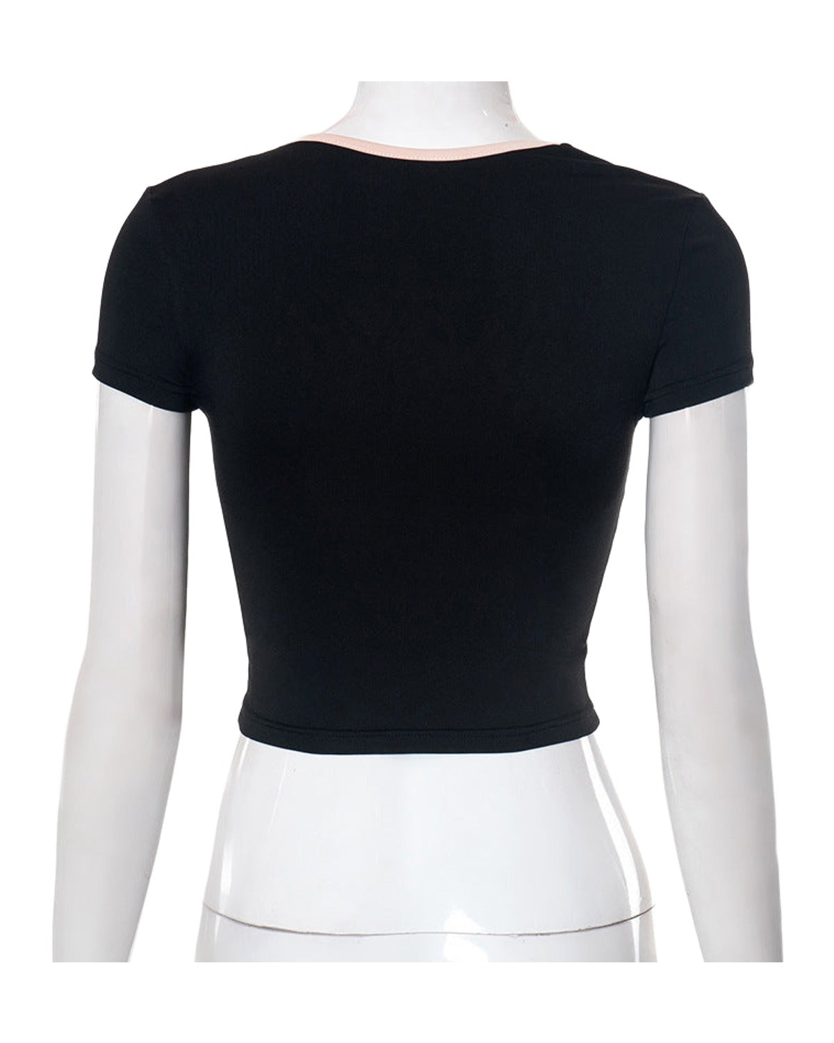 Square Collar Contrast Short Sleeve Top photo 4