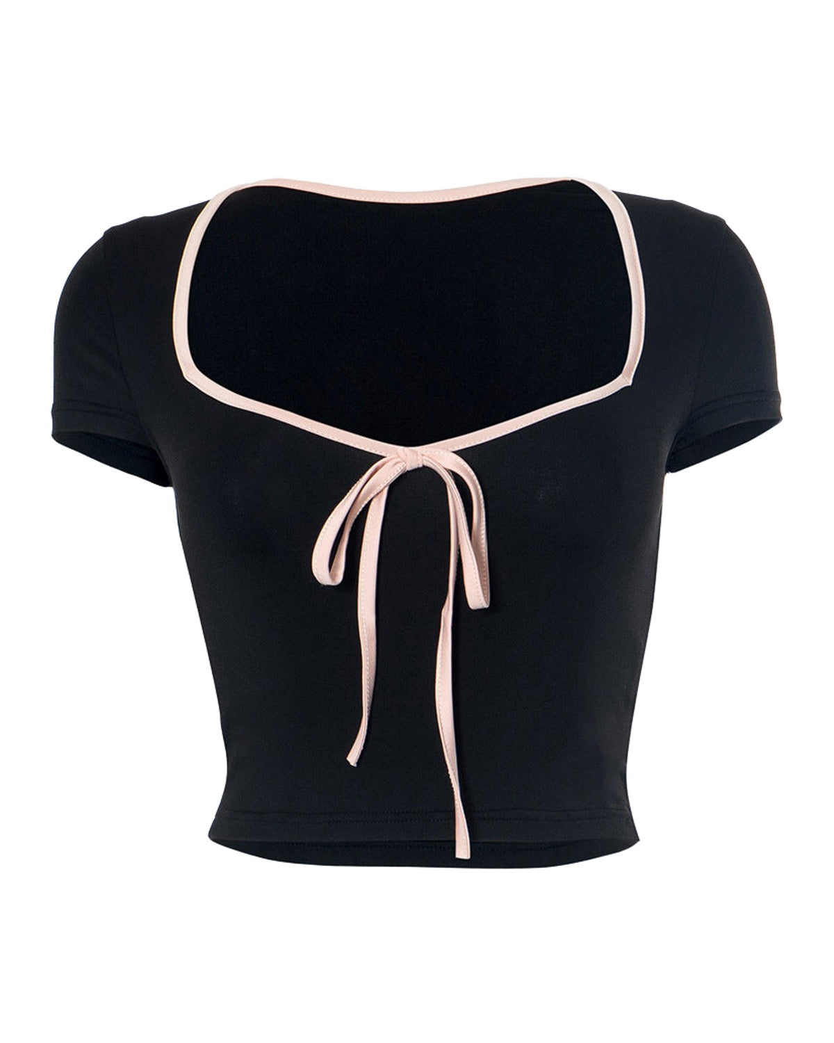 Square Collar Contrast Short Sleeve Top photo 5