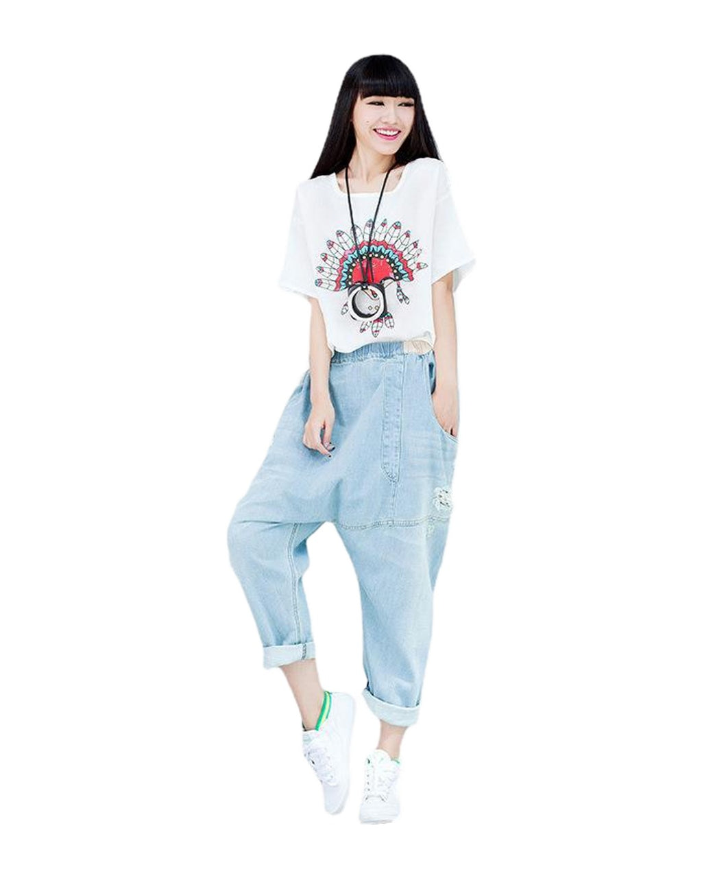 Baggy Pants Big Crotch Loose Hole Irregularly Slimming photo 4