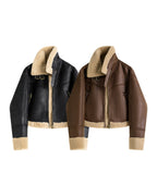 Stand Collar Fur Integrated Lamb Short Coat photo 1
