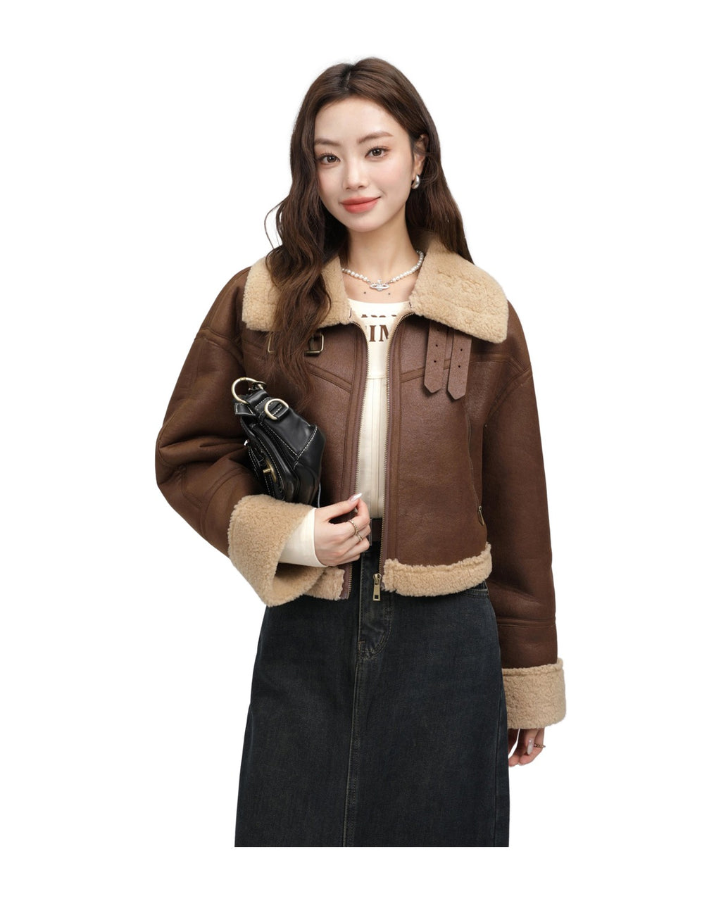 Stand Collar Fur Integrated Lamb Short Coat photo 17