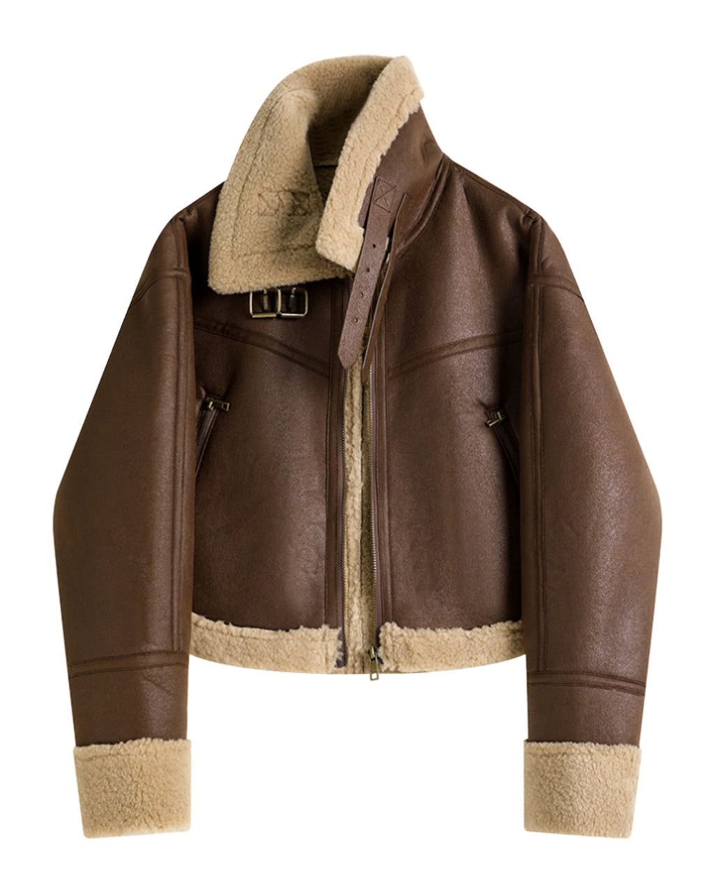 Stand Collar Fur Integrated Lamb Short Coat photo 2