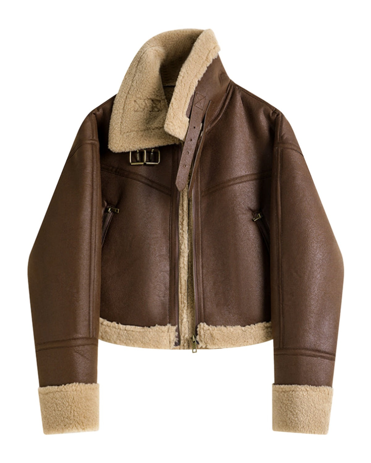 Stand Collar Fur Integrated Lamb Short Coat photo 2