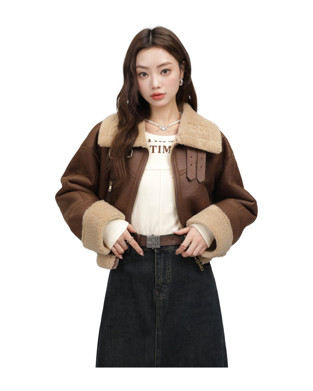 Stand Collar Fur Integrated Lamb Short Coat photo 24